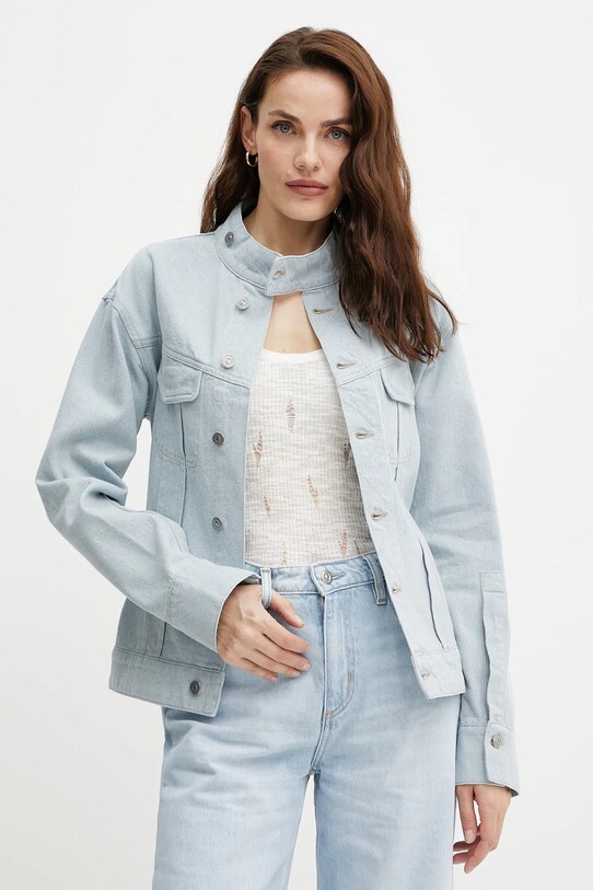 Victoria Beckham geacă din denim necaptusit albastru 1225DJK006219A