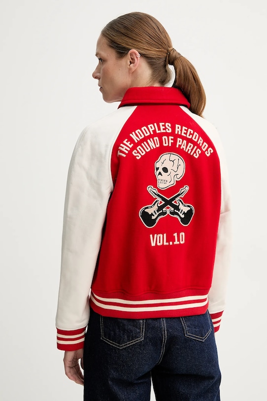 The Kooples kurtka wełniana nieocieplane czerwony FCUI30001K