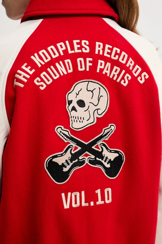 The Kooples kurtka wełniana czerwony FCUI30001K