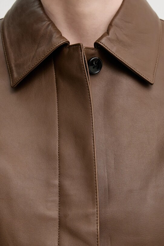 Kožená bunda Theory P0100405 hnedá