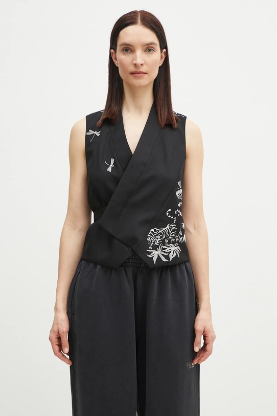 Kenzo kamizelka wełniana aplikacja czarny FF52GI0109RA.99