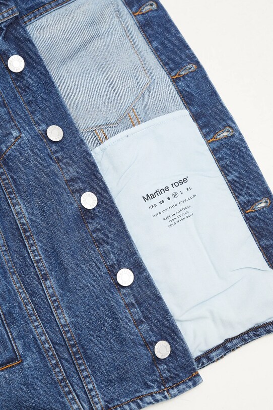 Traper jakna Martine Rose Extreme Shoulder Denim 251WD08514 mornarsko plava