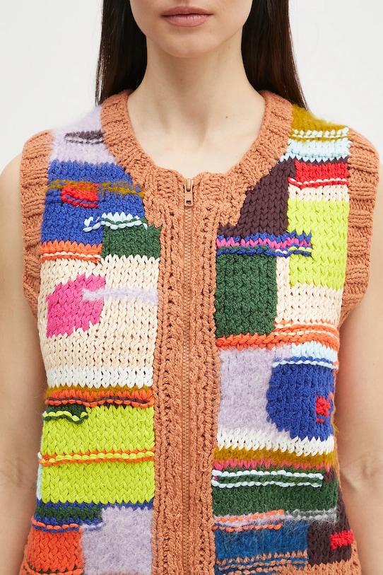 Martine Rose wool blend gilet Handknit Zip multicolor 967YA16800