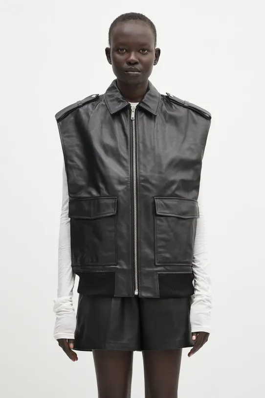Anine Bing bezrękawnik skórzany Sonnie Vest bez kaptura czarny A.01.10647