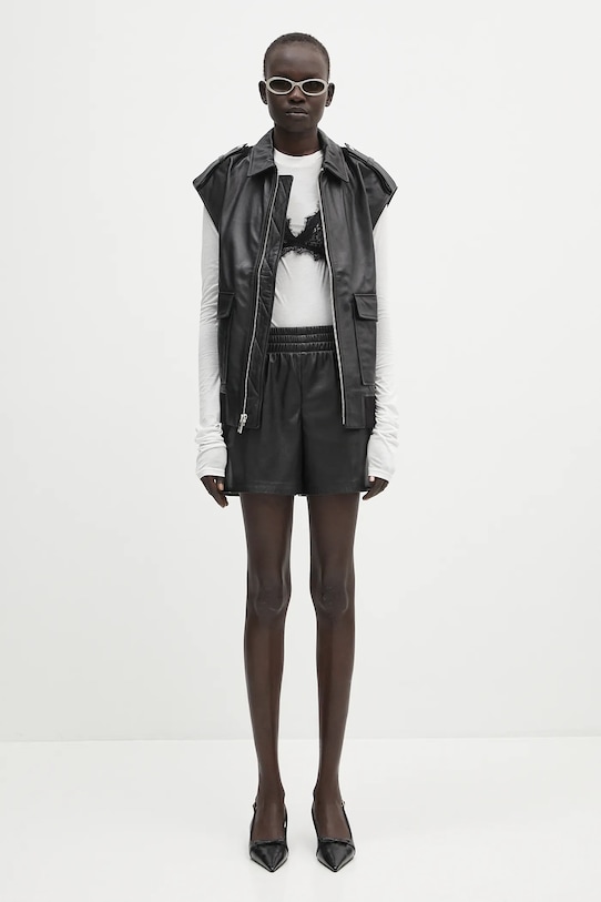 Anine Bing bezrękawnik skórzany Sonnie Vest A.01.10647 czarny