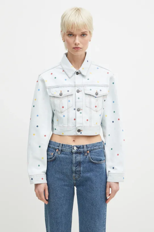 Хлопковая джинсовая куртка Fiorucci Confetti Dot Cropped Denim без капюшона голубой W02SPDJA308DN03DN08