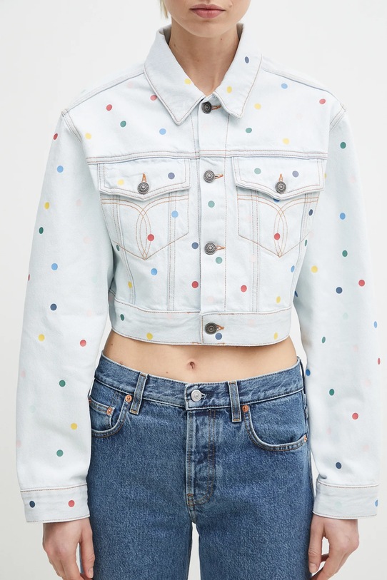 Bavlnená rifľová bunda Fiorucci Confetti Dot Cropped Denim modrá W02SPDJA308DN03DN08
