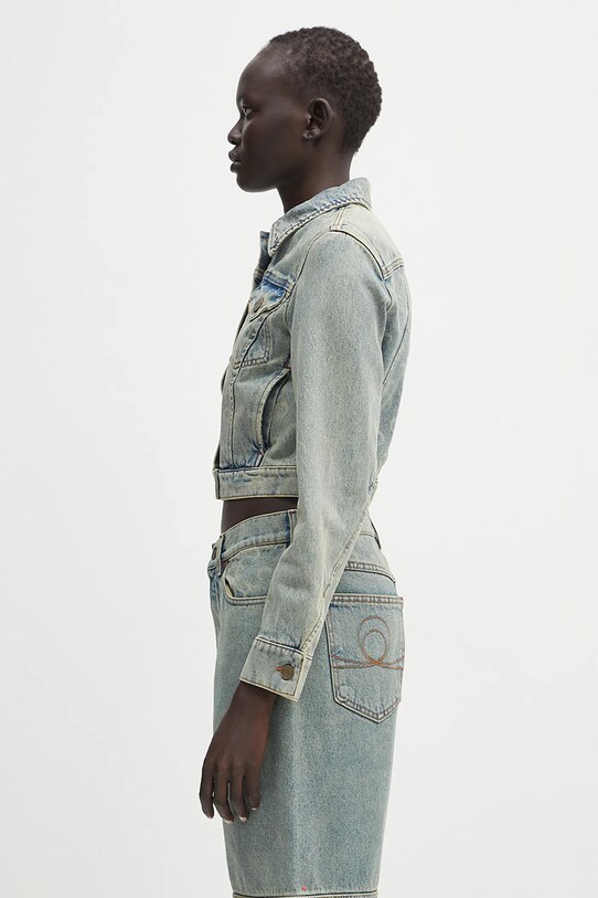 Джинсовая куртка Marine Serre Moon Laser Denim Cropped WJA041A.CDEN0003 голубой SS25