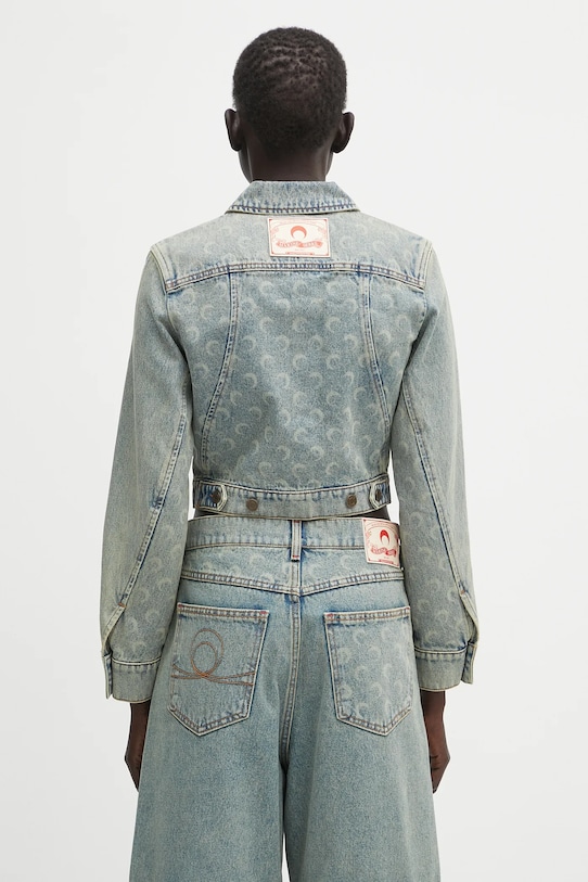 Одежда Джинсовая куртка Marine Serre Moon Laser Denim Cropped WJA041A.CDEN0003 голубой