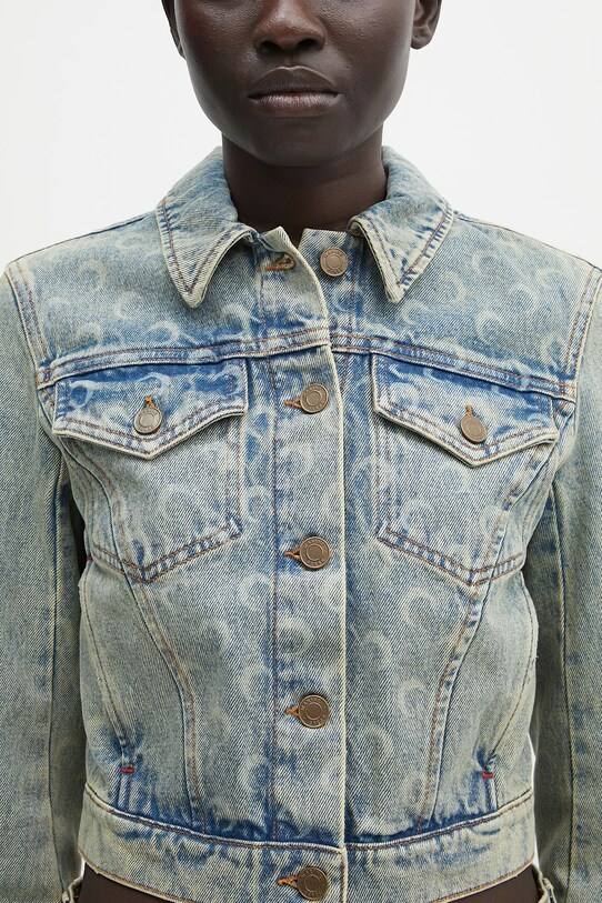 Джинсовая куртка Marine Serre Moon Laser Denim Cropped голубой WJA041A.CDEN0003