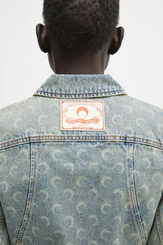Джинсовая куртка Marine Serre Moon Laser Denim Cropped WJA041A.CDEN0003 голубой