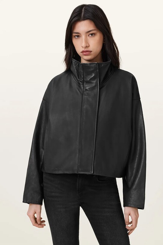 AllSaints geacă de piele RYDER cu captuseala negru W012LC