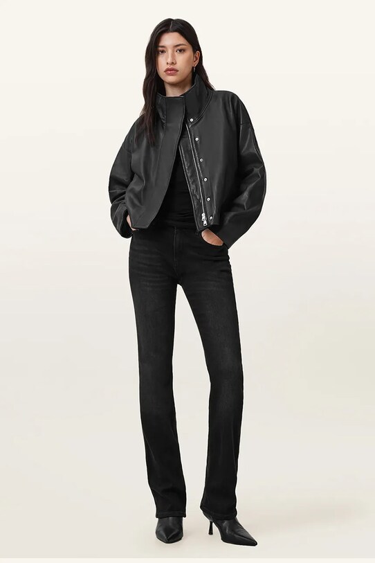AllSaints geacă de piele RYDER W012LC negru