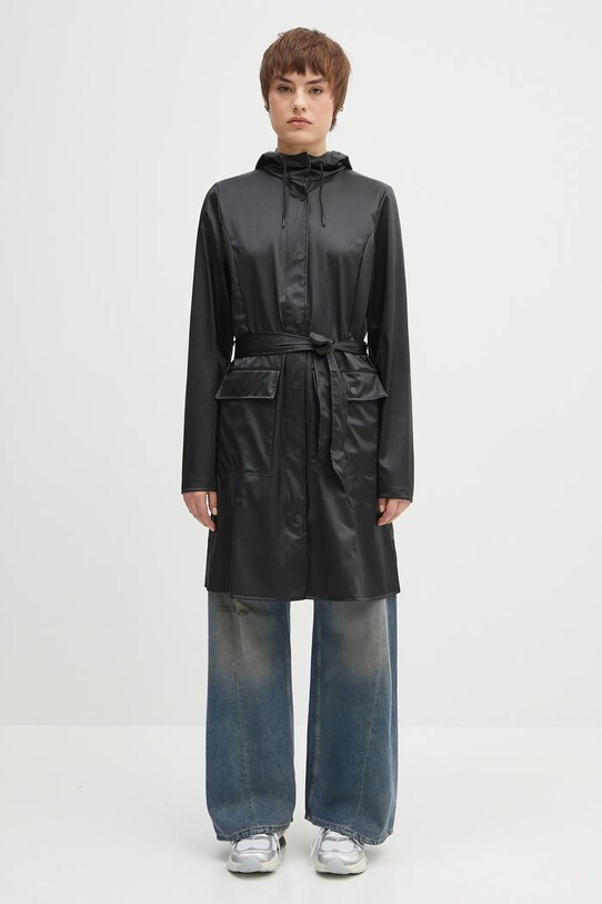 Rains kurtka Curve Long Jacket W3 pozostałe czarny 18130.84