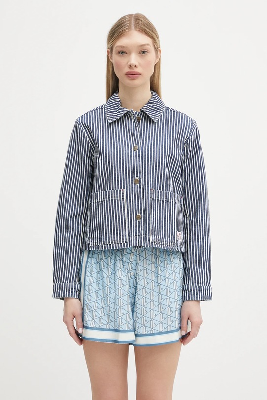 A.P.C. kurtka jeansowa Veste Frida bez kaptura granatowy COHHG.F32006