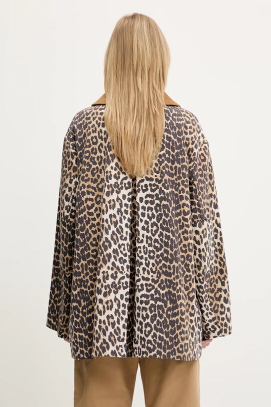 Odzież GANNI kurtka Printed Canvas Midi W0391 brązowy