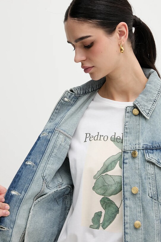 Sisley geacă din denim 2TFHLN05O albastru