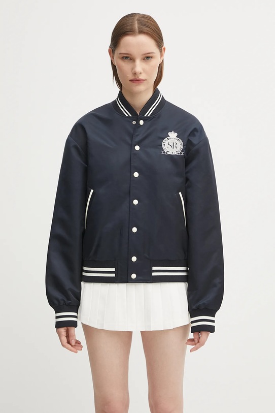 Sporty & Rich kurtka bomber Royal Club Nylon Varsity bez kaptura granatowy OW030620219BL106