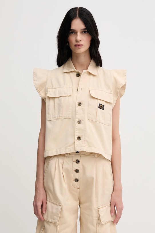 Alpha Industries vestă din bumbac Sailor Vest Wmn necaptusit bej 156004