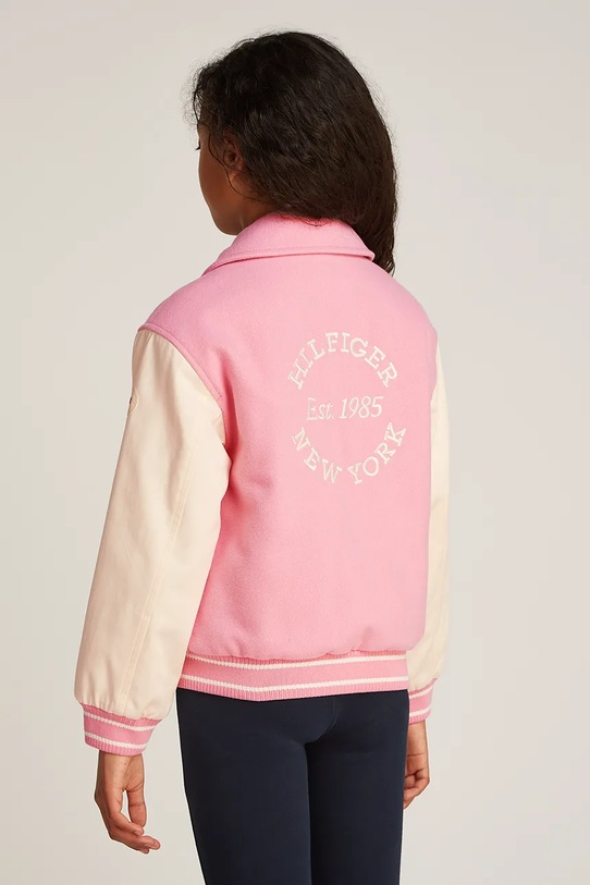 Дитяча куртка-бомбер Tommy Hilfiger рожевий KG0KG08316.128.176.PPYA