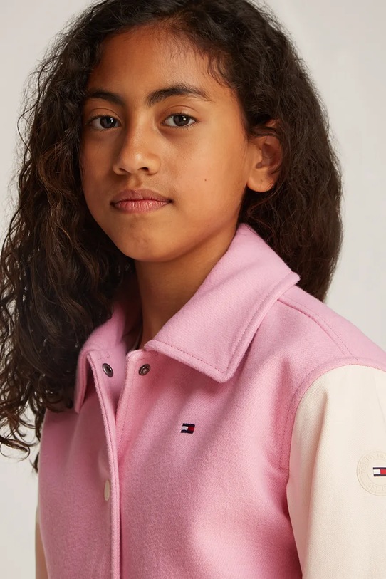 Дитяча куртка-бомбер Tommy Hilfiger KG0KG08316.128.176.PPYA рожевий