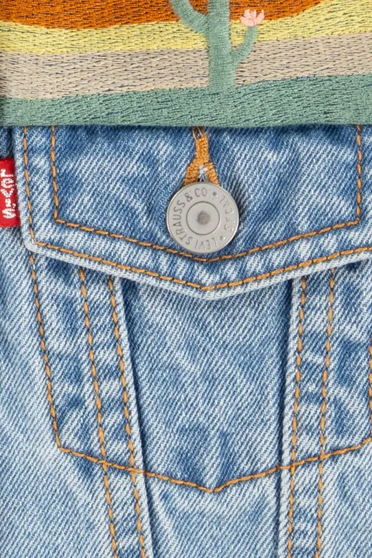 Otroški telovnik iz jeansa Levi's XS VEST WITH EMBROIDERY modra 4EM411