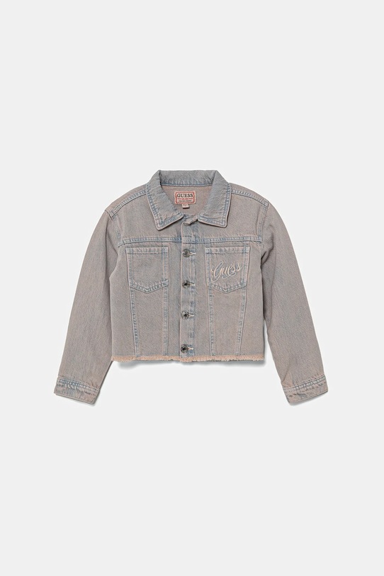 Guess kurtka jeansowa dziecięca bez kaptura fioletowy J5GL00.D5NI0.PPYA