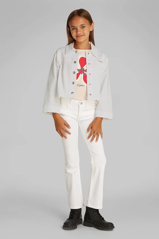 Дитяча джинсова куртка Calvin Klein Jeans без підкладки білий IG0IG02844.PPYA