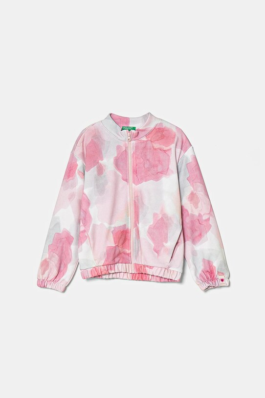 United Colors of Benetton hanorac de bumbac pentru copii cu modele roz 35UJG503S.P.Seasonal