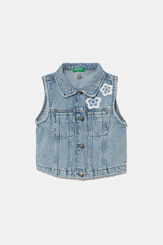 United Colors of Benetton vestă din denim pentru copii necaptusit albastru 22MHGJ00N.P.Seasonal