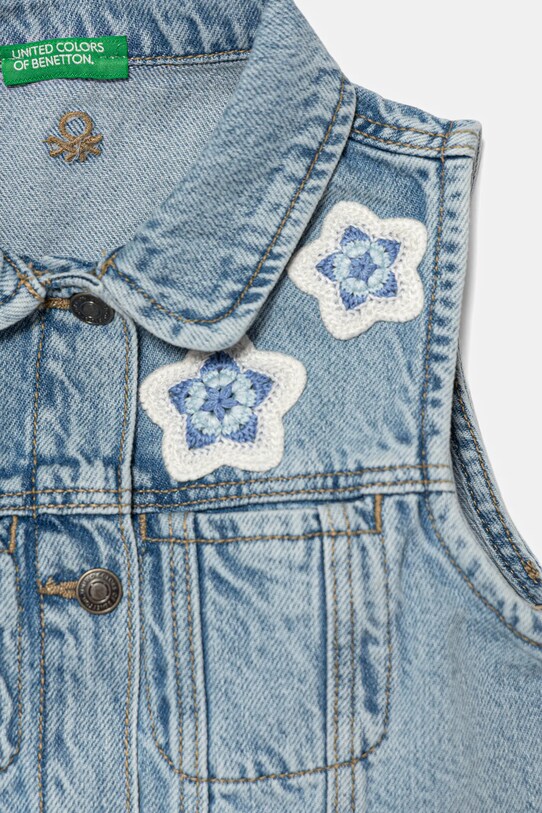 Fete United Colors of Benetton vestă din denim pentru copii 22MHGJ00N.P.Seasonal albastru