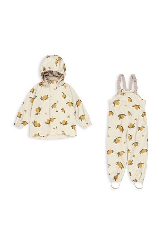Konges Sløjd salopetă si jachetă pentru copii RAINY PALME SET KS102311 bej SS25