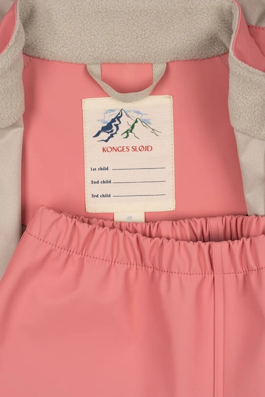 Konges Sløjd salopeta si jacheta pentru copii PLAINY RAIN SET KS102410 roz