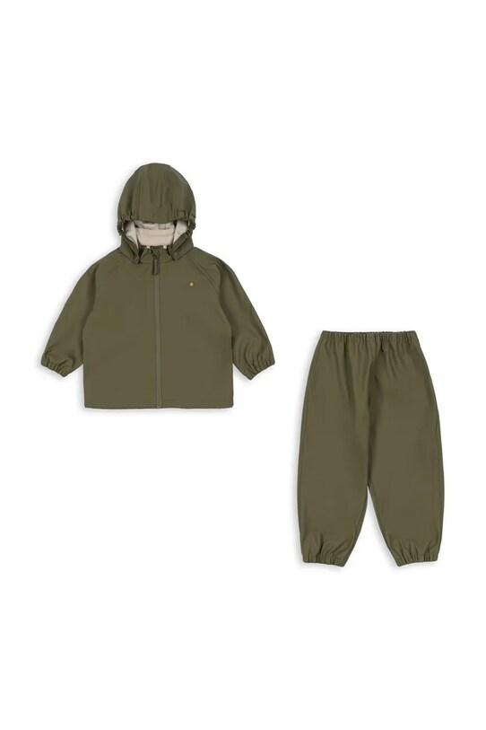 Konges Sløjd salopeta si jacheta pentru copii PLAINY RAIN SET necaptusit verde KS102410