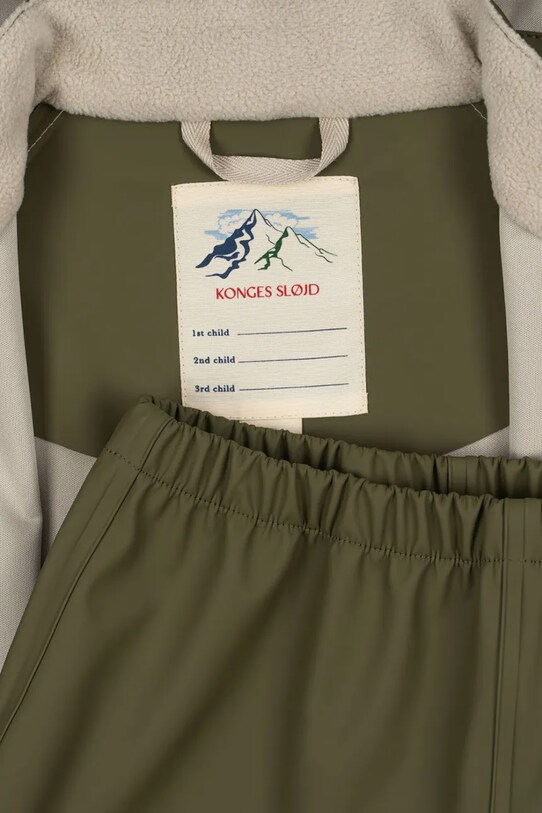 Konges Sløjd salopeta si jacheta pentru copii PLAINY RAIN SET KS102410 verde