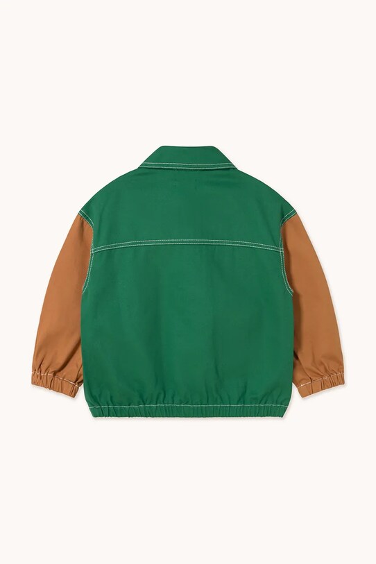 Chłopiec Tinycottons kurtka bawełniana dziecięca COLOR BLOCKED JACKET SS25.208 zielony