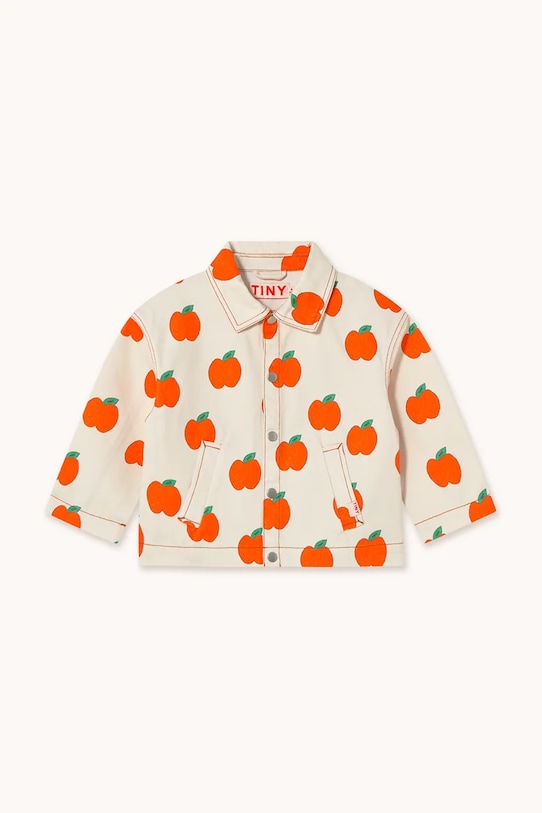 Tinycottons geacă de bumbac pentru copii APPLES JACKET SS25.214 bej SS25