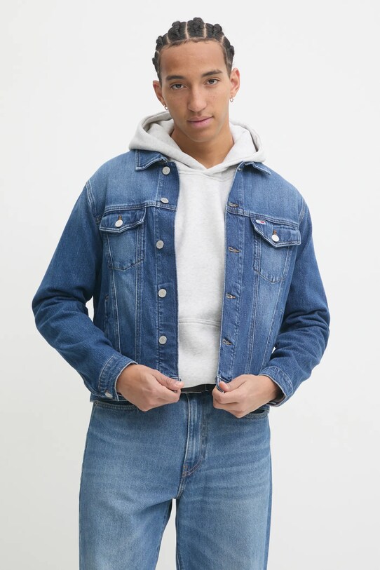Tommy Jeans kurtka jeansowa bez kaptura niebieski DM0DM20623