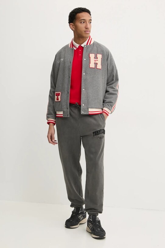Tommy Jeans jacheta bomber din lana DM0DM21268 gri SS25