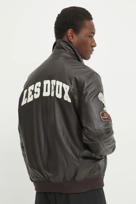 Les Deux kurtka skórzana bez kaptura brązowy LDM610177