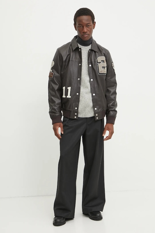 Les Deux kurtka skórzana LDM610177 brązowy SS25