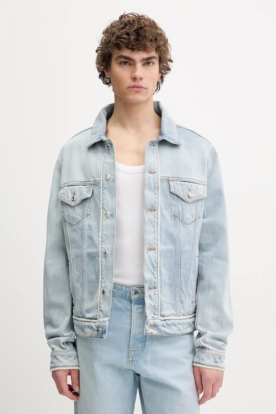 Джинсовая куртка MSGM без подкладки голубой 3840MH233.257089