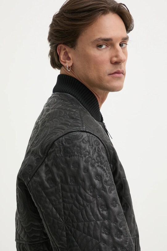 Kožená bunda bomber HUGO 50530821 čierna