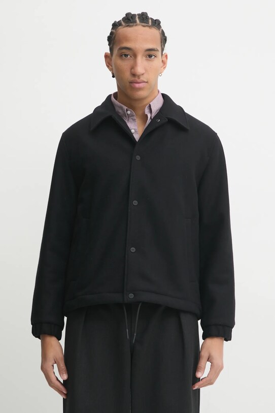 Μάλλινο μπουφάν HUGO μαύρο 50530760