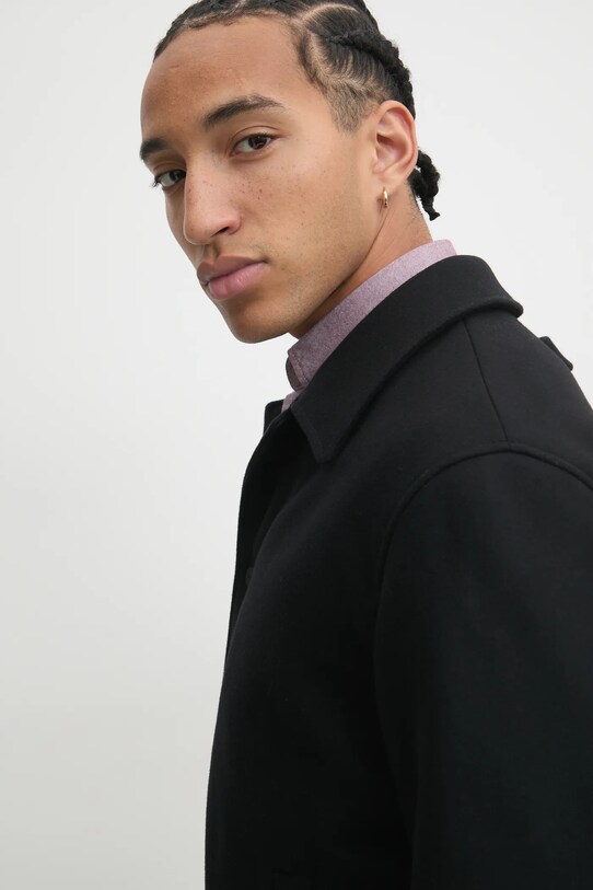 Μάλλινο μπουφάν HUGO 50530760 μαύρο