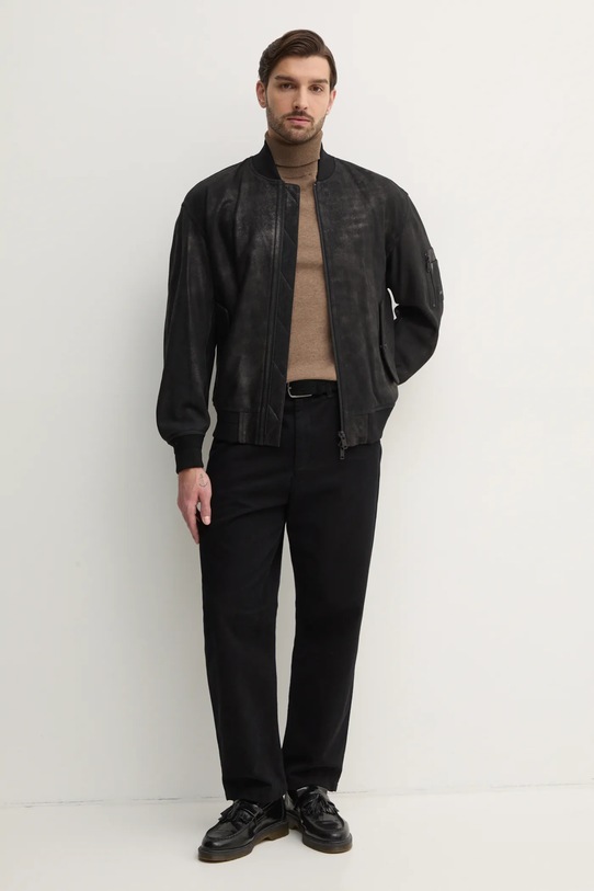 BOSS Orange kurtka bomber zamszowa 50529780 czarny SS25