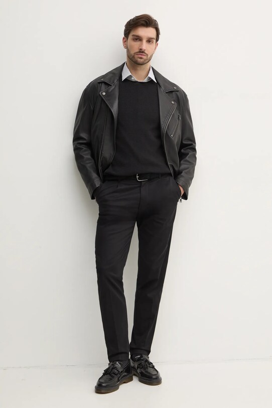 BOSS Orange ramoneska skórzana 50530258 czarny SS25