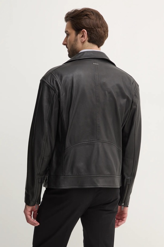 Odzież BOSS Orange ramoneska skórzana 50530258 czarny