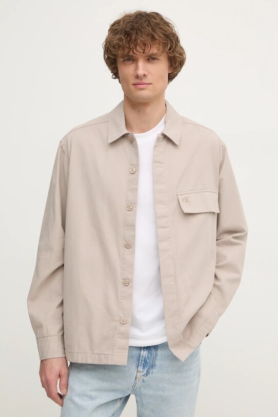 Бавовняна сорочка Calvin Klein Jeans casual бежевий J30J326724