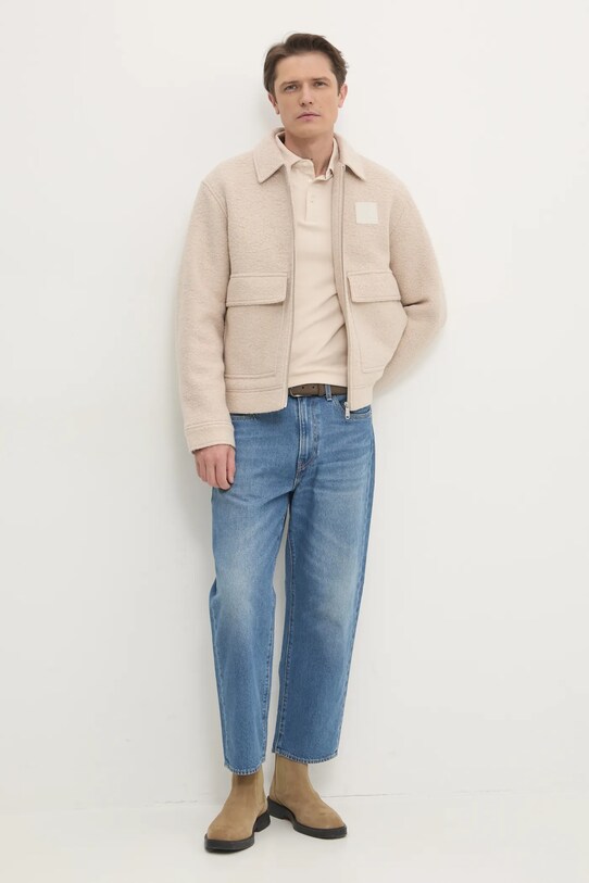 Calvin Klein Jeans kurtka koszulowa wełniana J30J326707 beżowy SS25